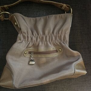 Kathy Van Zeeland Tan Shoulder Bag with Ruched Design